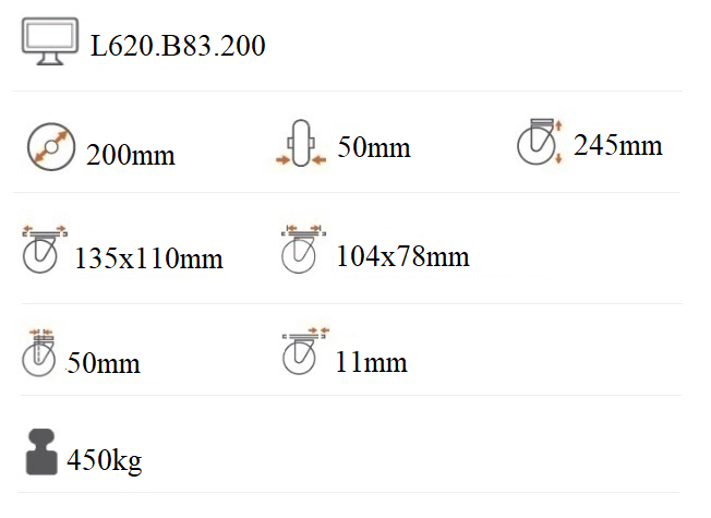 Ťažkotonážne koliesko 200x50 mm otočná kladka s brzdou