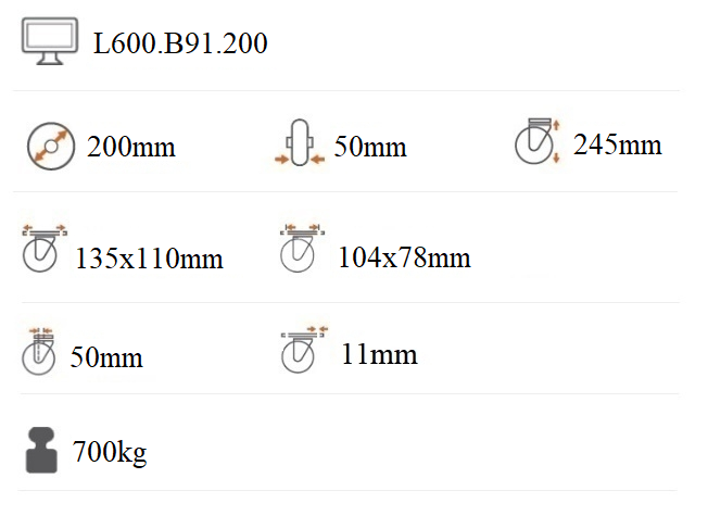 Ťažkotonážne koliesko 200x50 mm otočná kladka