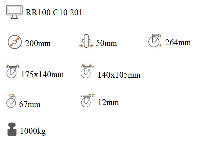 Ťažkotonážne polyuretánové koliesko 200x50 mm otočná kladka