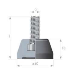 Pevná noha D40xHR18/M12x55, 170063