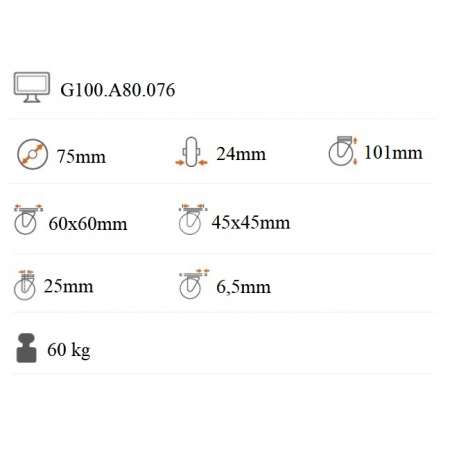 Nerezové prístrojové koliesko 75x24 mm otočná kladka