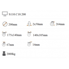 Ťažkotonážne dvojradové koliesko 200x100 mm pevná kladka