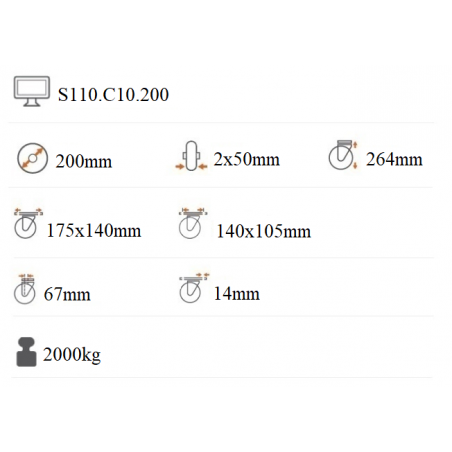 Ťažkotonážne dvojradové koliesko 200x100 mm pevná kladka