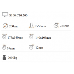 Ťažkotonážne dvojradové koliesko 200x100 mm otočná kladka