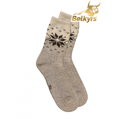 Ponožky z mongolskej vlny vzor hviezda