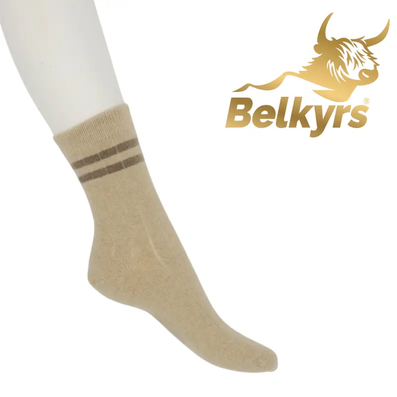 Ponožky 100% kašmír béžové s prúžkom
