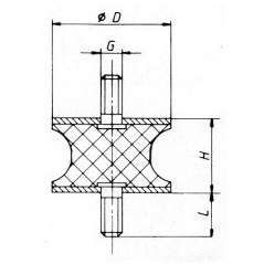 SILENTBLOK D25x20/M6x15, AT25x20/S